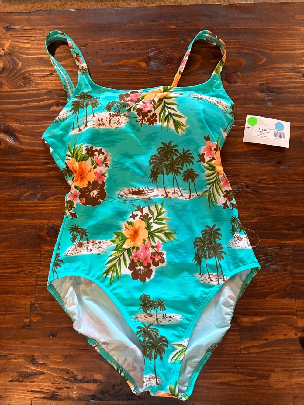 Tropical Teal Floral One-Piece Swimsuit with Adjustable Straps